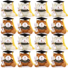 Deekin 16 Pcs Mini Graduation Bears for 2024 Graduation Stuffed Animals 2.76 Inch Mixed Color Tiny Plush Bear with Diploma DIY Present Graduation Ceremony Party Decor Congratulation Gifts(Purple Cap)