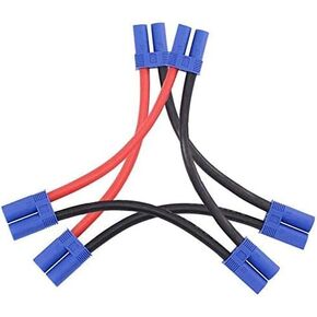 2pcs EC5 Serial Series Battery Connector 1-Female to 2-Male Plug Adapter with 10CM 12AWG Cable for Losi/E-Flite