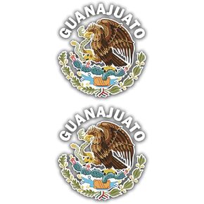 Edward & Co x2 GTO Decal Guanajuato Sticker Mexican Flag Eagle States Aguila Car Window Laptop Vinyl Escudo Bumper Truck 4.2 in (GTO Guanajuato)