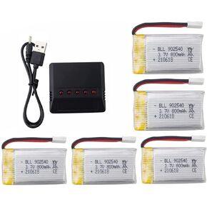 Accessories 5pcs 3.7v 800mAh Lithium Battery with 5-in-1 Charger for Syma X5C X5C-1 X5 X5SC X5SW H5C V931 S5C S5W SS40 FQ36 T32 T5W H42 CW4 UAV 2.4G RC Quadcopter