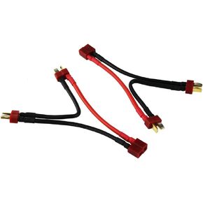 2pcs T-Plug 2-Male to 1-Female Series Connector Adapter Double Voltage LiPo 14awg 3.93"(Pack of 2)