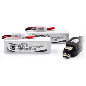 Rechargeable Li-Po Batteries for Radio Control Toys, 7.4V 3000mAh, 2-Pack, Fits Frsky Taranis X9D Plus and Radiolink Controllers