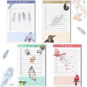 Fumete 4 Pack Bird Lover Gifts for Women Sticky Notes Bird to Do List 200 Sheets Christmas Cardinal Gifts for Women Bird Lover Paper Memo Pad for Business Office School Planner, 4 x 6 Inch