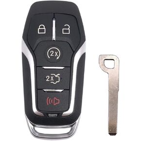 Key Fob Case Shell Fit For Ford Explorer Edge Mustange Fusion 5 Buttons Replacement Keyless Entry Remote Smart Key Fob Cover Casing with Button Pad & Uncut Key Blade Blank