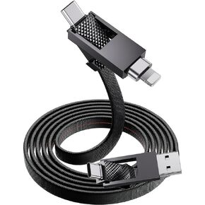 4 in 1 Charging Cable, USB A to USB C to Lightning Cable 4ft [60W Fast Charging & Data Transfer] Travel Charger for Multiple Devices, All in One Multi Charger Cord for iPhone 15 Pro Max iPad