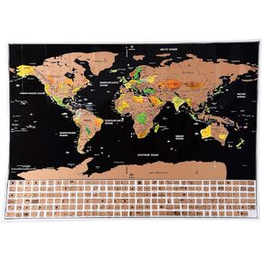 Scratch Off World and USA Travel Map XL Poster w Precision Scratch Tools 33" x 23" –197 Countries/Flags w Detailed Cartography, Great Wall Decor, Gift in Kuwait