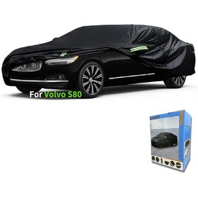 Custom-Fit for Volvo Car Cover, 7 Layers Car Cover Waterproof All Weather for Automobiles, Outdoor Full Cover Rain Sun UV Protection with Zipper (Black,for Volvo C30)