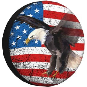 American Flag Eagle Spare Tire Cover Universal Fit for Trailer RV SUV Truck Camper Weatherproof Protectors Tyre Covers 14" 15" 16" 17"