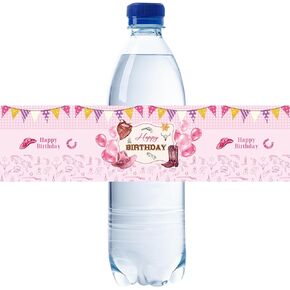 Water Bottle Labels, 32pcs Cowgirl Theme Birthday Party Decoration, Pink Western Water Bottle Wrappers, Favor Bags, Baby Shower Decor