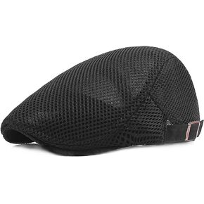 Mens Breathable Mesh Summer Hat Adjustable Newsboy Beret Ivy Cap Cabbie Flat Cap