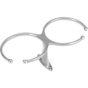 QWORK Boat Ring Cup Holder, Marine 316 Stainless Steel Double Ring Cup Drink Holder, Beverage Bottle Storage Rack, Fit Most Cups with a 3.5" Dia, for Marine Yachts Boats RV in Saudi Arabia