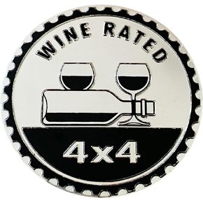 Wine Badge Rated Car Emblem, 4 x 4 Metal Automotive Badge 3D Metal Car Badges Emblems Round Emblem Decals Car Badge Decals Stickers Compatible with Jeep Wrangler Vehicles Trucks SUV