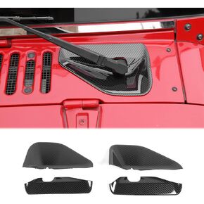JWWY Front Windshield Wiper Blade Arm Base Decorative Protection Cover Trim Compatible with 2007-2017 Jeep Wrangler JK Exterior Accessories Carbon Fiber