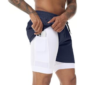 Muscle Killer Men's 2 in 1 Running Shorts Quick Dry Gym Athletic Shorts with Liner Workout Short for Men with Pockets