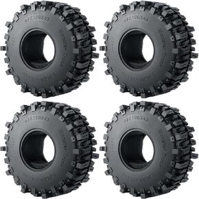 RCHUBAM 1.9" Mud Wheel Tires 4Pcs Claw Crawler Mud Terrain Wheels Tyres OD 120mm/4.72" for 1/10 Scale RC Rock Crawler Car TRX4 SCX10 III AXI03007