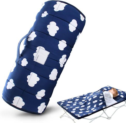 Nap Mat with Removeble Pillow and Fleece Blanket for Regalo My Cot/Joovy Travel Cot, Super Soft & Skin Friendly, Perfect Kids Sleeping Mats/Sleeping Bag for Preschool Daycare Boys and Girls, Grey in Saudi Arabia