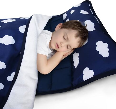 Nap Mat with Removeble Pillow and Fleece Blanket for Regalo My Cot/Joovy Travel Cot, Super Soft & Skin Friendly, Perfect Kids Sleeping Mats/Sleeping Bag for Preschool Daycare Boys and Girls, Grey in Saudi Arabia