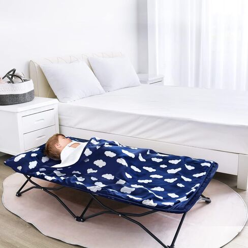 Nap Mat with Removeble Pillow and Fleece Blanket for Regalo My Cot/Joovy Travel Cot, Super Soft & Skin Friendly, Perfect Kids Sleeping Mats/Sleeping Bag for Preschool Daycare Boys and Girls, Grey in Saudi Arabia