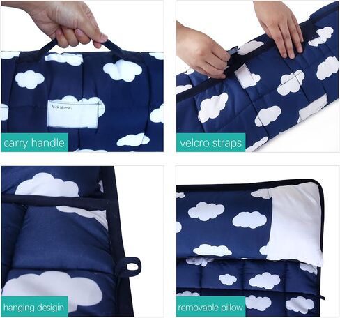 Nap Mat with Removeble Pillow and Fleece Blanket for Regalo My Cot/Joovy Travel Cot, Super Soft & Skin Friendly, Perfect Kids Sleeping Mats/Sleeping Bag for Preschool Daycare Boys and Girls, Grey in Saudi Arabia