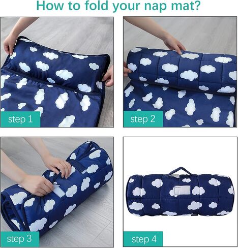 Nap Mat with Removeble Pillow and Fleece Blanket for Regalo My Cot/Joovy Travel Cot, Super Soft & Skin Friendly, Perfect Kids Sleeping Mats/Sleeping Bag for Preschool Daycare Boys and Girls, Grey in Saudi Arabia