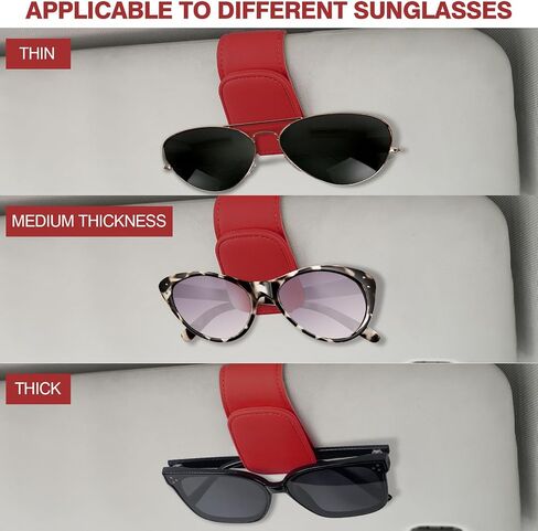 Sunglass Holder for Car Visor Sunglasses Magnetic Leather Glasses Clip Eyeglass Holder Truck Car Interior Accessories, Blue in Saudi Arabia
