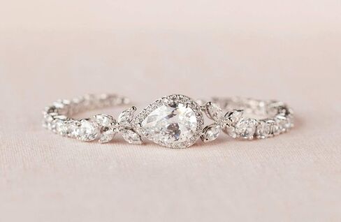 SWEETV Teardrop Wedding Bridal Earrings and Bracelets Set for Brides, Bridal Wedding Jewelry Set for Women in Kuwait