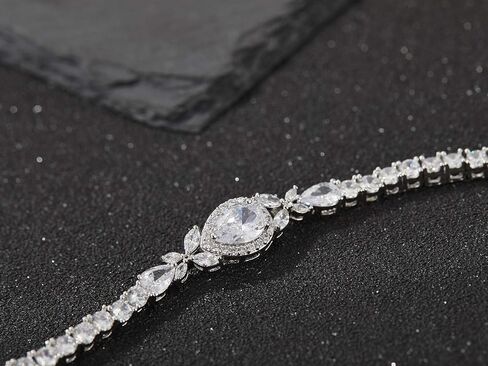 SWEETV Teardrop Wedding Bridal Earrings and Bracelets Set for Brides, Bridal Wedding Jewelry Set for Women in Kuwait