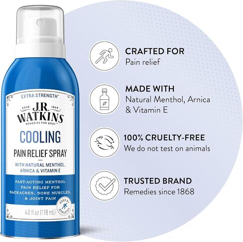 جي آر واتكينز بخاخ تخفيف الآلام المنعش، تركيبة المنثول ذات القوة الإضافية لتخفيف آلام العضلات، 4 أونصة in Kuwait