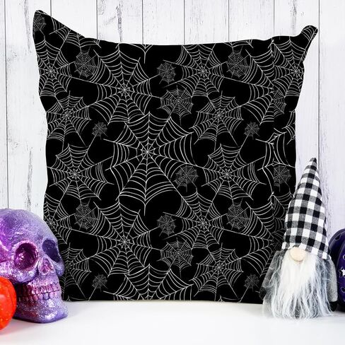Whaline 12Pcs Halloween Cotton Fabric Bundles 18 x 22 Inch Spider Pumpkin Bat Witch Plaid Stripe Dot Fat Quarters White Black Quilting Patchwork Squares Sewing Fabrics for DIY Craft Party Decor in Saudi Arabia