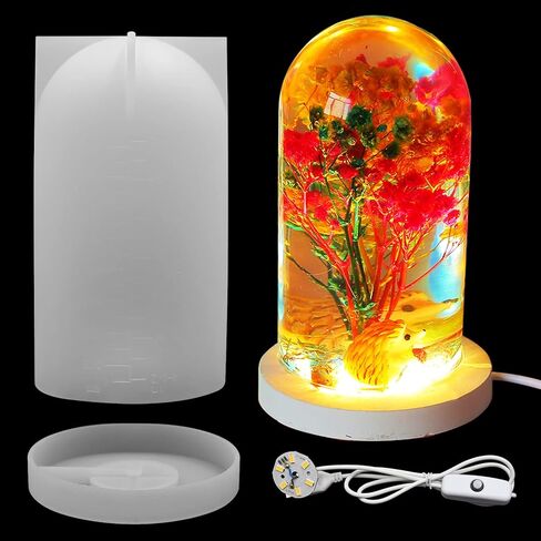 3 قطع من حامل مصباح قالب سيليكون من الراتنج الكروي الكبير للحفاظ على الزهور مع USB DIY من الإيبوكسي لتزيين سطح المكتب وديكورات المنزل، XH-161 in Kuwait