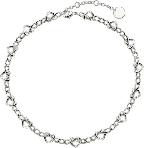 LecAit Love Heart Choker Necklace,Figaro Chain Choker Necklace for Women Chunky Cuban Link Necklace for Women Station Necklace Mother's Day Gifts in Kuwait