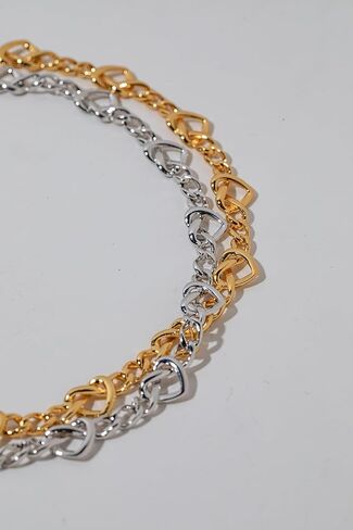 LecAit Love Heart Choker Necklace,Figaro Chain Choker Necklace for Women Chunky Cuban Link Necklace for Women Station Necklace Mother's Day Gifts in Kuwait