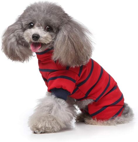 Dog Costumes Four-Legged Clothes Turtleneck Color Stripes Shirt Soft Puppy Pajamas Spring Summer Pet Blouse in Kuwait