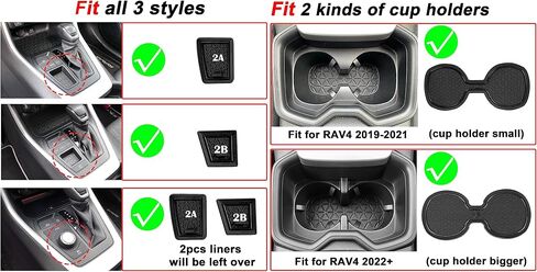 حصائر Auovo المضادة للغبار لملحقات Toyota RAV4 2024 2023 2022 2021 2020 2019 حامل أكواب السيارة المخصص بطانة بطانة أبواب وحدة التحكم المركزية (14 قطعة/المجموعة) (أسود صلب) in Kuwait
