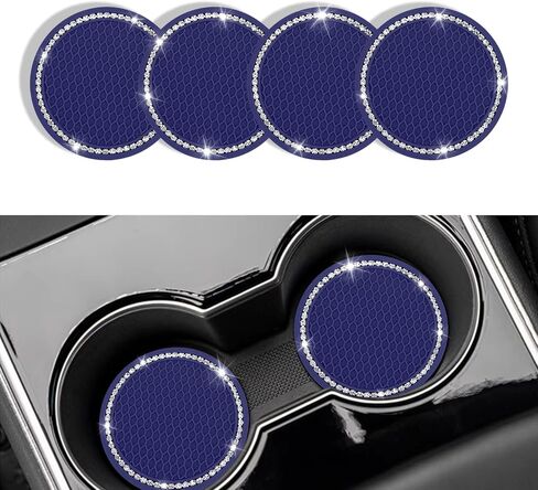 2PCS Bling Car Cup Coaster, Universal Non-Slip Cup Holders Embedded in Ornaments Coaster, 2.75In Car Drink Cup Mat, Vehicle Interior Decor Accessories (AB, 2PCS) in Saudi Arabia