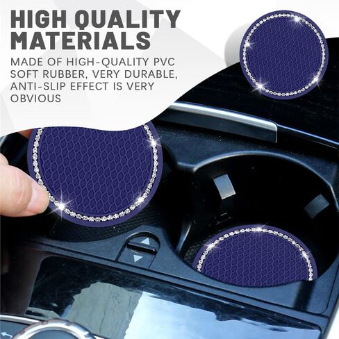 2PCS Bling Car Cup Coaster, Universal Non-Slip Cup Holders Embedded in Ornaments Coaster, 2.75In Car Drink Cup Mat, Vehicle Interior Decor Accessories (AB, 2PCS) in Saudi Arabia