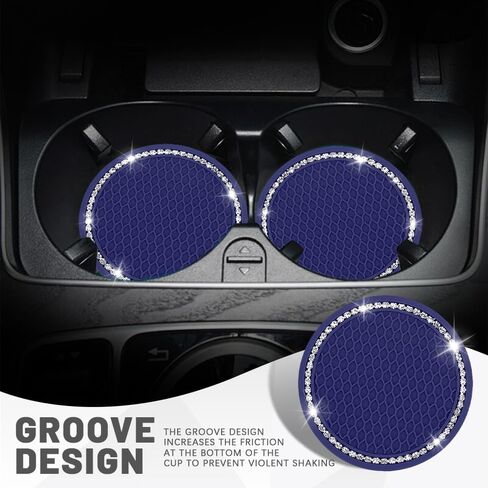 2PCS Bling Car Cup Coaster, Universal Non-Slip Cup Holders Embedded in Ornaments Coaster, 2.75In Car Drink Cup Mat, Vehicle Interior Decor Accessories (AB, 2PCS) in Saudi Arabia
