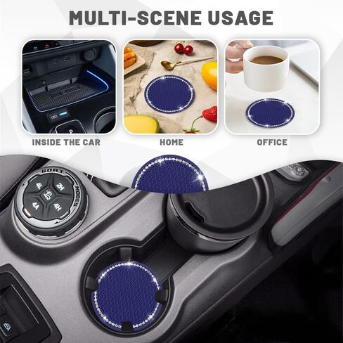 2PCS Bling Car Cup Coaster, Universal Non-Slip Cup Holders Embedded in Ornaments Coaster, 2.75In Car Drink Cup Mat, Vehicle Interior Decor Accessories (AB, 2PCS) in Saudi Arabia