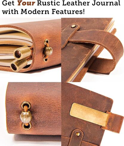 Leather Writing Journal Notebook For Men & Women - Leather Notepad, Pocket Notebook ‎5.3" x 4", 180 Pages - Sketchbook for traveling with Pen Holder, Card Holder, Handmade Refillable Travel Diary in Saudi Arabia