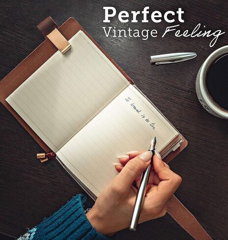 Leather Writing Journal Notebook For Men & Women - Leather Notepad, Pocket Notebook ‎5.3" x 4", 180 Pages - Sketchbook for traveling with Pen Holder, Card Holder, Handmade Refillable Travel Diary in Saudi Arabia