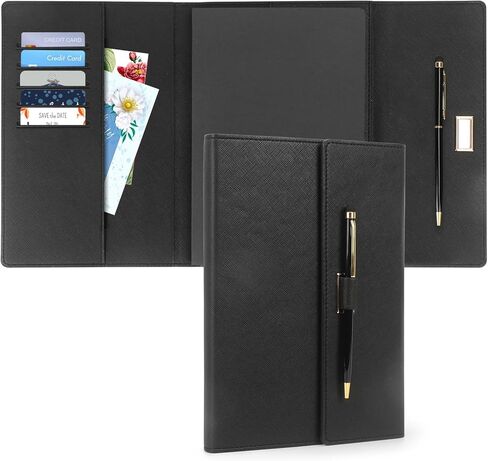 دفتر ملاحظات Toplive A5 Journal ذو غطاء جلدي مبطن بالكلية مع قلم وحامل بطاقة وجيب جانبي قابل للطي مقاس 8.7 بوصة × 6.1 بوصة للسفر في مكتب المدرسة، وردي in Kuwait