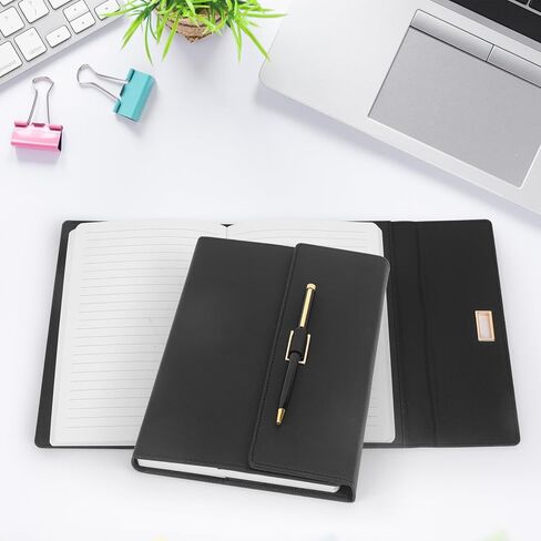 دفتر ملاحظات Toplive A5 Journal ذو غطاء جلدي مبطن بالكلية مع قلم وحامل بطاقة وجيب جانبي قابل للطي مقاس 8.7 بوصة × 6.1 بوصة للسفر في مكتب المدرسة، وردي in Kuwait