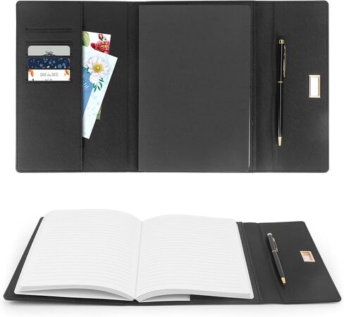 دفتر ملاحظات Toplive A5 Journal ذو غطاء جلدي مبطن بالكلية مع قلم وحامل بطاقة وجيب جانبي قابل للطي مقاس 8.7 بوصة × 6.1 بوصة للسفر في مكتب المدرسة، وردي in Kuwait