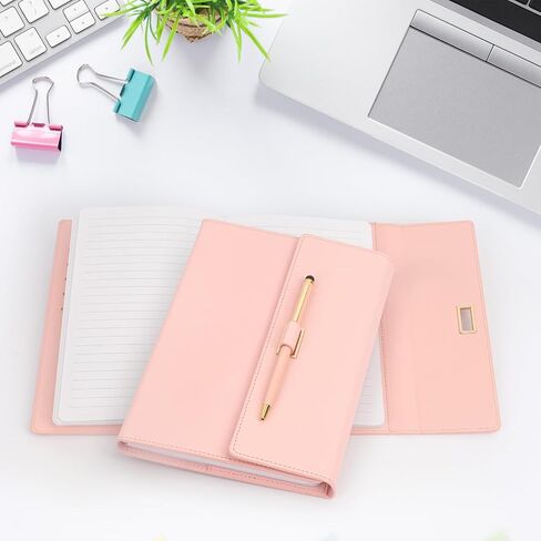 Toplive A5 Journal Notebook Leather Cover College Ruled Lined Notebook with Pen, Card Holder Side Pocket Folding 8.7" x 6.1" for School Office Travel, Black in Saudi Arabia