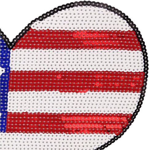 بقع الترتر المطرزة علم القلب خياطة على نقل الحرارة كبير الترتر القلب الولايات المتحدة الأمريكية نمط ملصقات يزين لتزيين الملابس 2 أوراق كبيرة in Kuwait