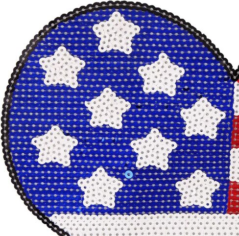 بقع الترتر المطرزة علم القلب خياطة على نقل الحرارة كبير الترتر القلب الولايات المتحدة الأمريكية نمط ملصقات يزين لتزيين الملابس 2 أوراق كبيرة in Kuwait