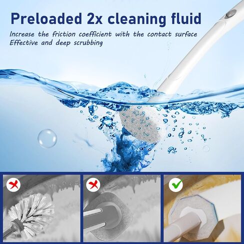 Disposable Toilet Brush with 60 Refills, Toilet Bowl Brush and Holder, Toilet Scrubber-1 Long Handle Wand, 1 Storage Caddy and 60 Toilet Scrubber Refills, Bathroom Cleaning Supplies. in Saudi Arabia