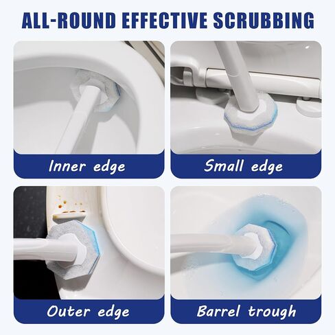 Disposable Toilet Brush with 60 Refills, Toilet Bowl Brush and Holder, Toilet Scrubber-1 Long Handle Wand, 1 Storage Caddy and 60 Toilet Scrubber Refills, Bathroom Cleaning Supplies. in Saudi Arabia