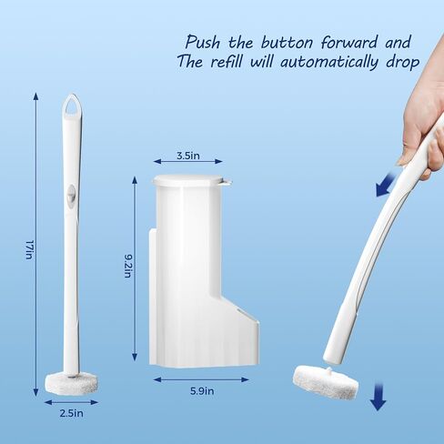 Disposable Toilet Brush with 60 Refills, Toilet Bowl Brush and Holder, Toilet Scrubber-1 Long Handle Wand, 1 Storage Caddy and 60 Toilet Scrubber Refills, Bathroom Cleaning Supplies. in Saudi Arabia