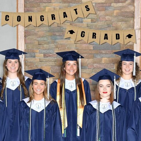 لافتة التخرج من الخيش، لافتة تهنئة ريفية عتيقة للخريجين 2024، لا تحتاج إلى لافتة تخرج من DIY، ديكورات حفلات التخرج لديكور الكلية في الفصول الدراسية والحفلات الراقصة in Kuwait